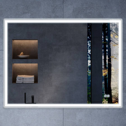 Зеркало LED VLM-3VN800-2 800х600 c сенсорным выключателем и диммером, антизапотевание Зеркало LED VLM-3VN800-2 800х600 c сенсорным выключателем и диммером, антизапотевание