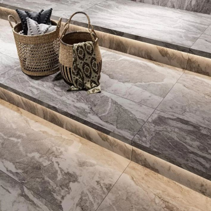 Ступень клееная Альбино серый обрезной 119,5х33, м2