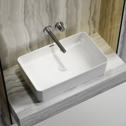Умывальник чаша накладная прямоугольная со сливом переливом Element 605*385*140мм