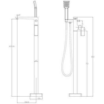 Смеситель для ванны отдельностоящий OMNIRES PARMA PM7433BL (черный BLM)