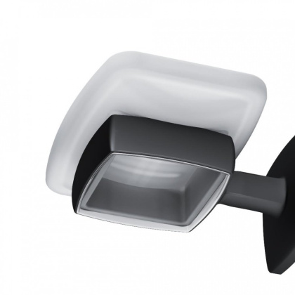 A9034222 Gem, Стеклянная мыльница с настенным держателем, черная A9034222 Gem, Стеклянная мыльница с настенным держателем, черная