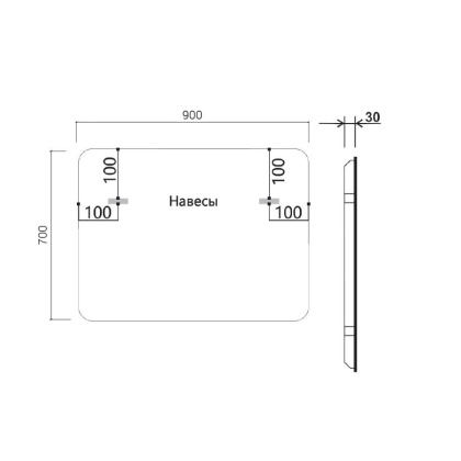 Зеркало LED VLM-3VC900 900х700 c сенсорным выключателем и диммером