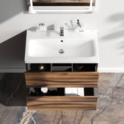 База под раковину, подвесная, 75 см, 2 ящика, орех M90FHX0752HF