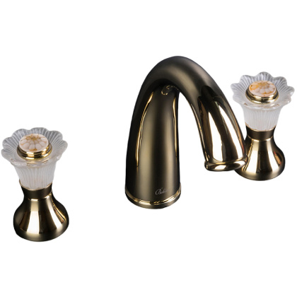 Смеситель для раковины на 3 отверстия, Camelia золото_Комплект