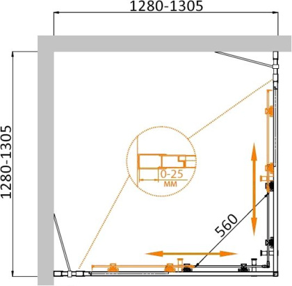 MOLVENO-A-22-90+30-P-Cr Душевой уголок