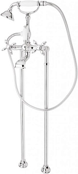 NOSTALGIA-VDP-03/24-Bi Напольный смеситель для ванны с ручным душем Исполнение: Золото 24 карат, Ручки: Белый 