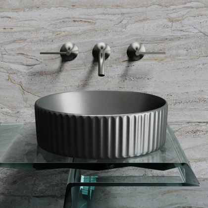 Умывальник чаша накладная круглая (цвет Темный Антрацит Матовый) Element 360*360*115мм