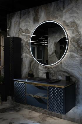 Зеркало Vallessi круглое черная рама, 100см 545-100-B Boheme