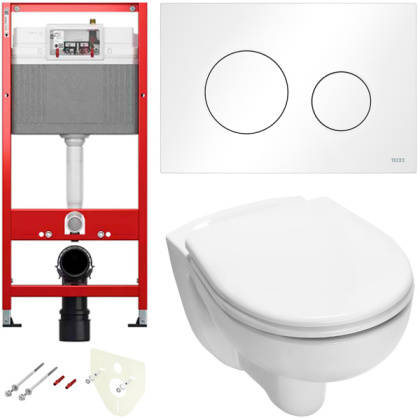 Комплект установки подвесного унитаза: модуль, панель TECEloop белая, унитаз TECE V04