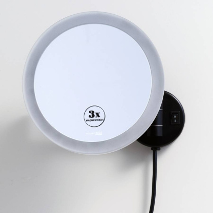 Зеркало с LED-подсветкой И 3-х кратным увеличением, 42,5х20,2х11,6 см, черное, K-1004BLACK