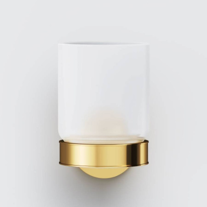 Стеклянный стакан с настенным держателем, золото A85A34399