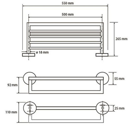 Полка для полотенец Bemeta Omega 104219072, Хром 550 мм