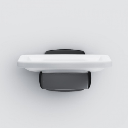 A9034222 Gem, Стеклянная мыльница с настенным держателем, черная A9034222 Gem, Стеклянная мыльница с настенным держателем, черная