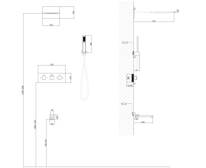 Душевая система ABBER Daheim AF8253 скрытого монтажа с изливом, термостат, хром Душевая система ABBER Daheim AF8253 скрытого монтажа с изливом, термостат, хром