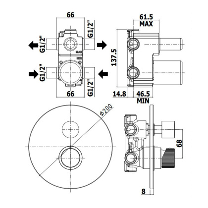 Смеситель для душа Paffoni Jo JO018NO (с внутренней частью) Смеситель для душа Paffoni Jo JO018NO (с внутренней частью)