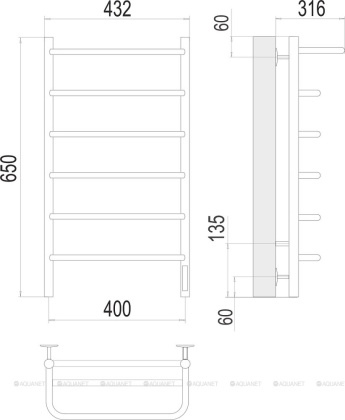 Полотенцесушитель Terminus Полка П6 400х650 электро Полотенцесушитель Terminus Полка П6 400х650 электро