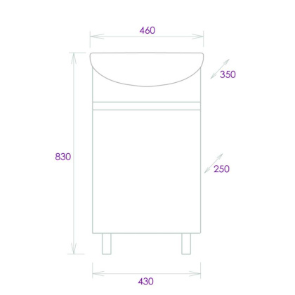 Тумба Onika Милтон 45 напольная, белая (ум.Уют 45)