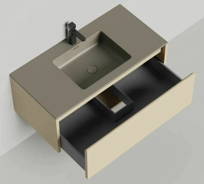 Подвесная тумба Domino 1000, эмаль, под встраиваемую раковину, гладкий фасад