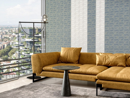 Обои виниловые Геометрия мотив, голубой, золотой