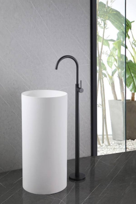 Смеситель ABBER Wasser Kreis AF8141B напольный для раковины, черный матовый Смеситель ABBER Wasser Kreis AF8141B напольный для раковины, черный матовый