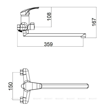 Смеситель для ванны OneLife P01-218cr с душ.набором, полимерный