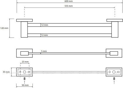 Держатель для полотенец Bemeta Plaza 118104052 (60 см)