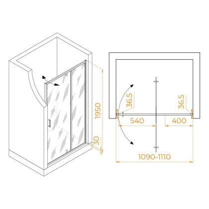 Душевая дверь 110*195 RGW LE-103 Хром/Прозрачное/6 мм
