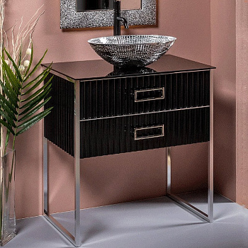 Тумба MONACO 80см h74см черная глянец + хром под раковину чашу 867-080-BCR Boheme