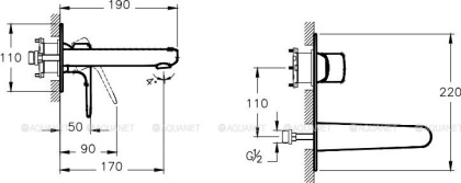 Встроенный смеситель Root Round для раковины, настенный, медь