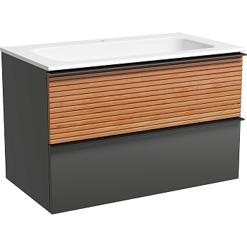 Тумба подвесная SANCOS Delta 790х445х500, c двумя ящиками оснащенными доводчиками, дуб красный/графит , арт. DL80GR