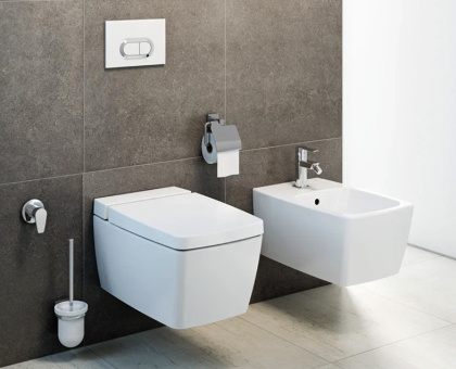 Подвесной безободковый унитаз Metropole Rim-Ex, с емкостью для чистящей жидкости Подвесной безободковый унитаз Metropole Rim-Ex, с емкостью для чистящей жидкости