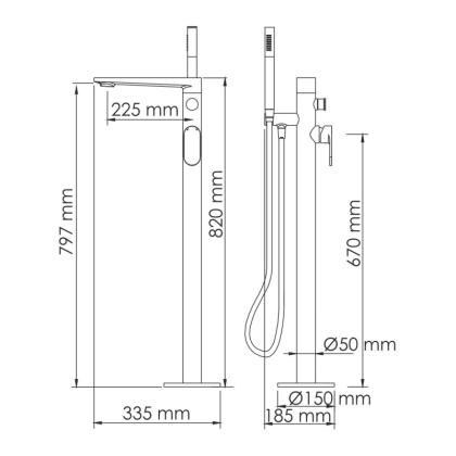 Elbe 7421 Смеситель напольный для ванны Wasserkraft