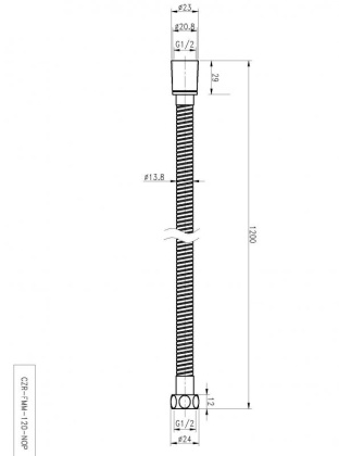 CZR-FMM-120-NOP Гибкий шланг металлизированный, длина 1,2 м, чёрный матовый CZR-FMM-120-NOP Гибкий шланг металлизированный, длина 1,2 м, чёрный матовый