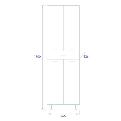 Пенал Onika Модерн 60 напольный, белый Пенал Onika Модерн 60 напольный, белый