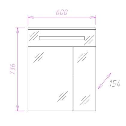 Шкаф-зеркало Onika Сигма 60 белый, c LED подсветкой