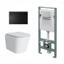 Комплект инсталляции с подвесным унитазом, черной кнопкой смыва
