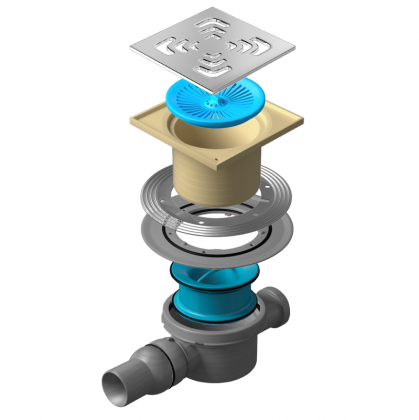 13000006 Точечный трап 150х150 мм Confluo Standard Square 2, металл с перфорацией Square, без рамки Исполнение: Хром  13000006 Точечный трап 150х150 мм Confluo Standard Square 2, металл с перфорацией Square, без рамки Исполнение: Хром