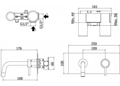 Смеситель для раковины Paffoni Light LIG101ST.M (с внутренней частью)