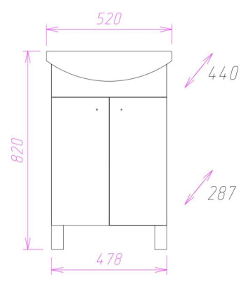 Тумба Onika Крит-Эко 52 напольная, белая, разборная (ум. Акватон 52) Тумба Onika Крит-Эко 52 напольная, белая, разборная (ум. Акватон 52)