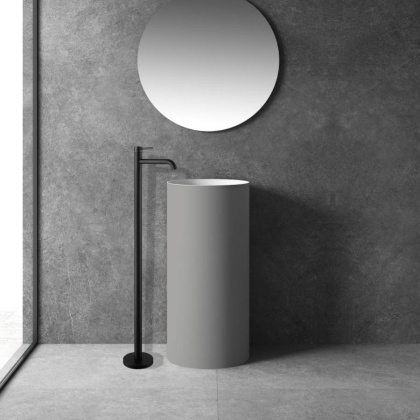 Смеситель ABBER Wasser Kreis AF8140B напольный для раковины, черный матовый Смеситель ABBER Wasser Kreis AF8140B напольный для раковины, черный матовый