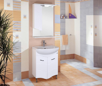 Шкаф-зеркало Onika Лайн 58 белый, левый, с подсветкой