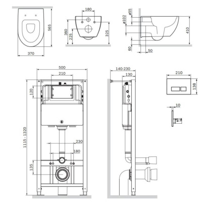 IS47001.111700 Комплект инсталляция с клавишей Pro S белый с подвесным унитазом Awe FlashClean с сид м/лифт