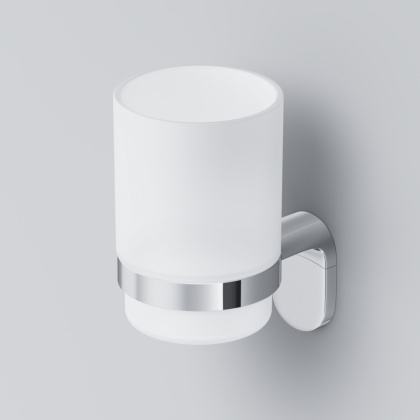 Стеклянный стакан X-Joy с настенным держателем, 11,4х6,8х9,7 см, белый, A8434300