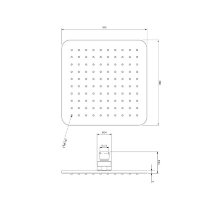 Верхний душ OMNIRES 20х20 см WG220/OBL (черный)