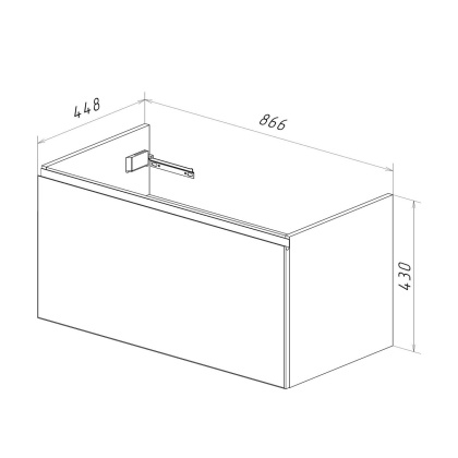 Тумба Lemark VEON MINI 90см под 1 раковину, подвесная, с 1 ящик, цвет корпуса, фасада: Белый глянец