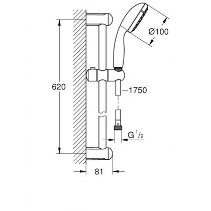 Душевой гарнитур Grohe Tempesta New 100 27598001 хром Душевой гарнитур Grohe Tempesta New 100 27598001 хром