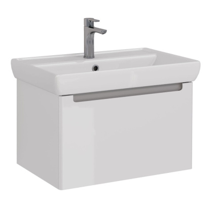 Тумба Lemark BUNO MINI 70см под 1 раковину, подвесная,1 ящик, цвет корпуса, фасада: Белый глянец