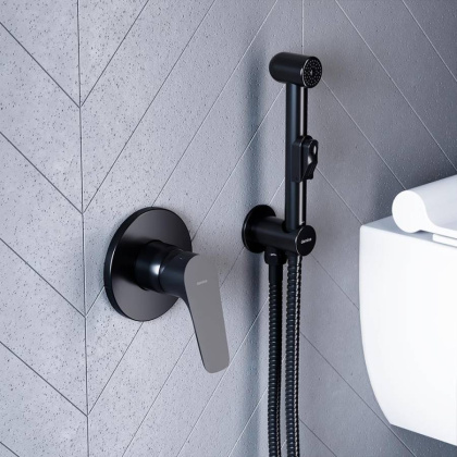 777500300 Jupiter, Смеситель монтируемый в стену (Черный)