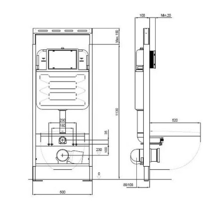 Aquatek Easy Fix 50 Монтаж рама для подв унитаза1130*500*100+звукоизоляционная прокладка  НОВИНКА