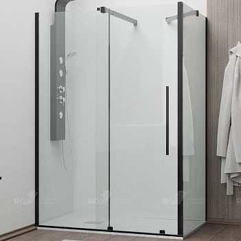 Душевой уголок 130* 80*195 RGW TO-48B (TO-18B + Z-18B) Прямоуг./Чёрный/Прозрачное/6 мм (Easy)